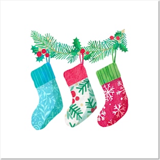 Pretty Family Christmas Stockings Posters and Art